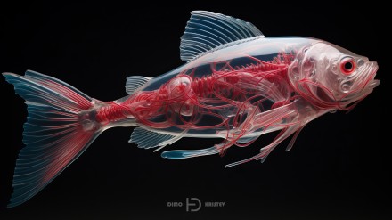 Transparent sceleton fish